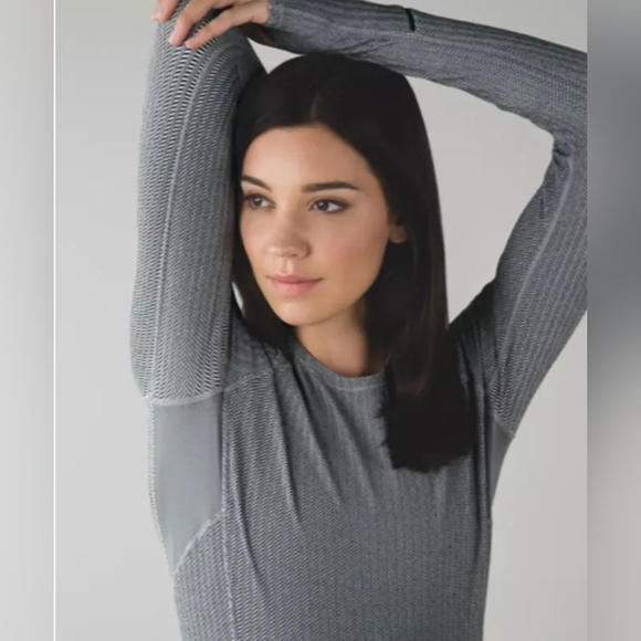 Lululemon Think Fast Long Sleeve Heathered Herringbone Heathered  Size 12 - Picture 16 of 16